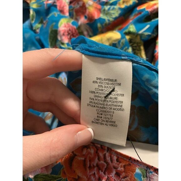 alice olivia New Authentic Blue Pink Summer Bliss Long Sleeve Top Blouse Xs - Picture 11 of 12